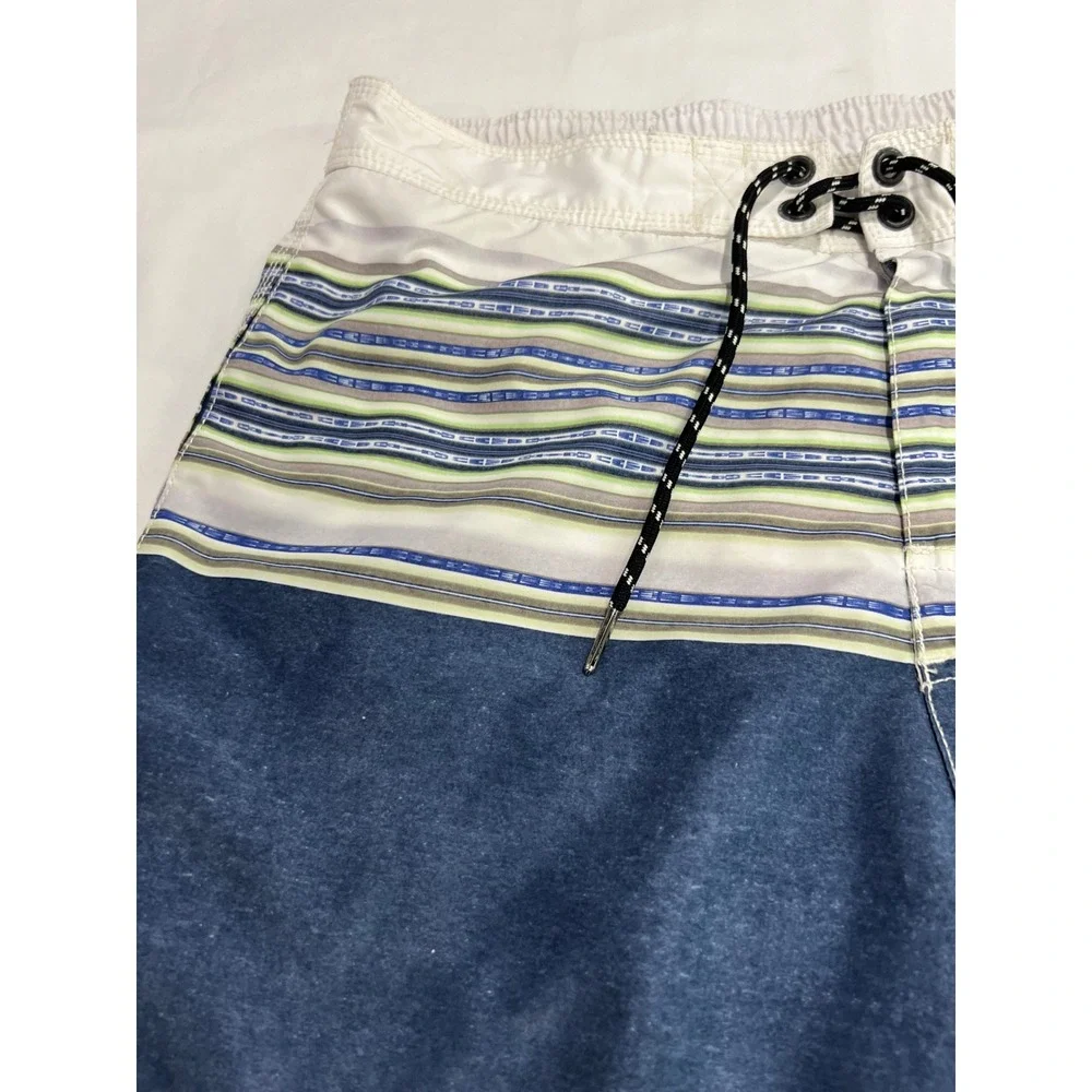 Tommy Bahama Board Shorts Mens Med Blue Striped Swim‎ Trunks Beachwear Relax D32